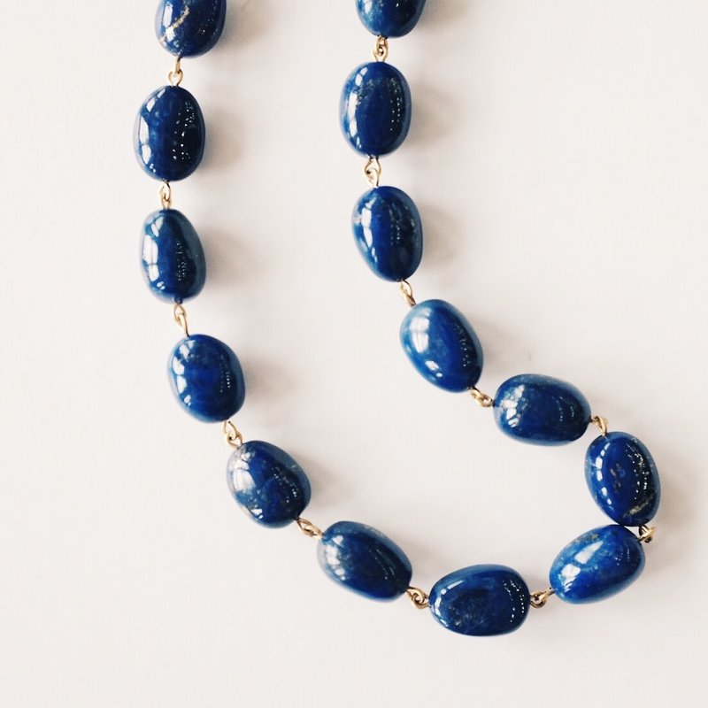 18K Lapis Baroque Chain Necklace