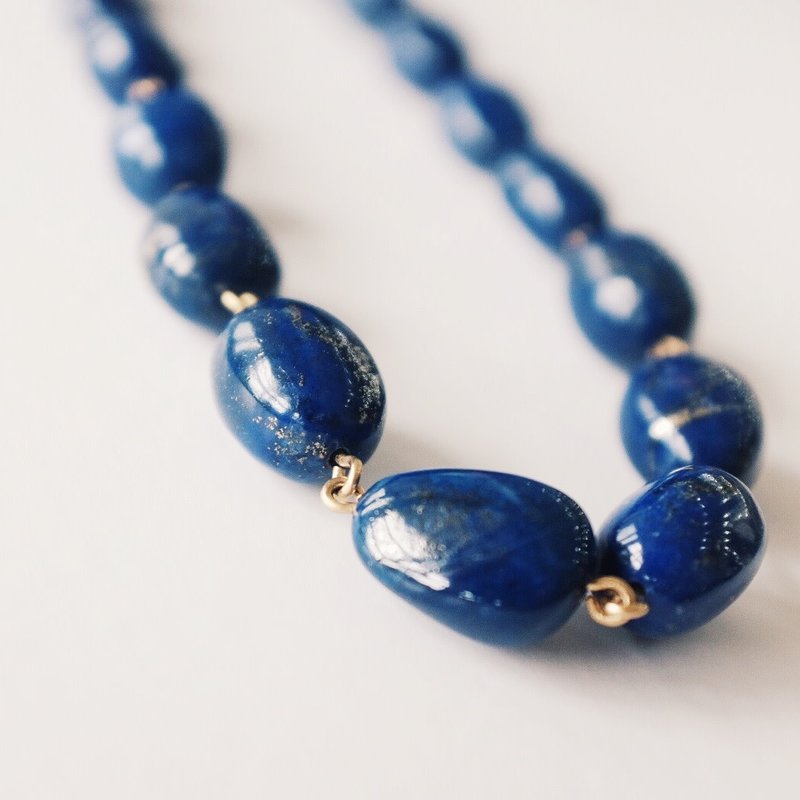 18K Lapis Baroque Chain Necklace