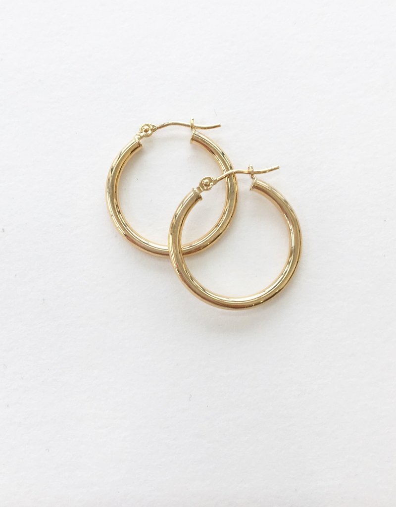 302 COLLECTION 14KT 20mm Thin Tube Hoop Earrings