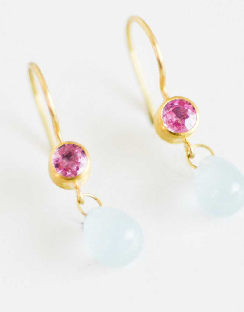 MALLARY MARKS Apple & Eve Earrings - Pink Sapphire & Aquamarine