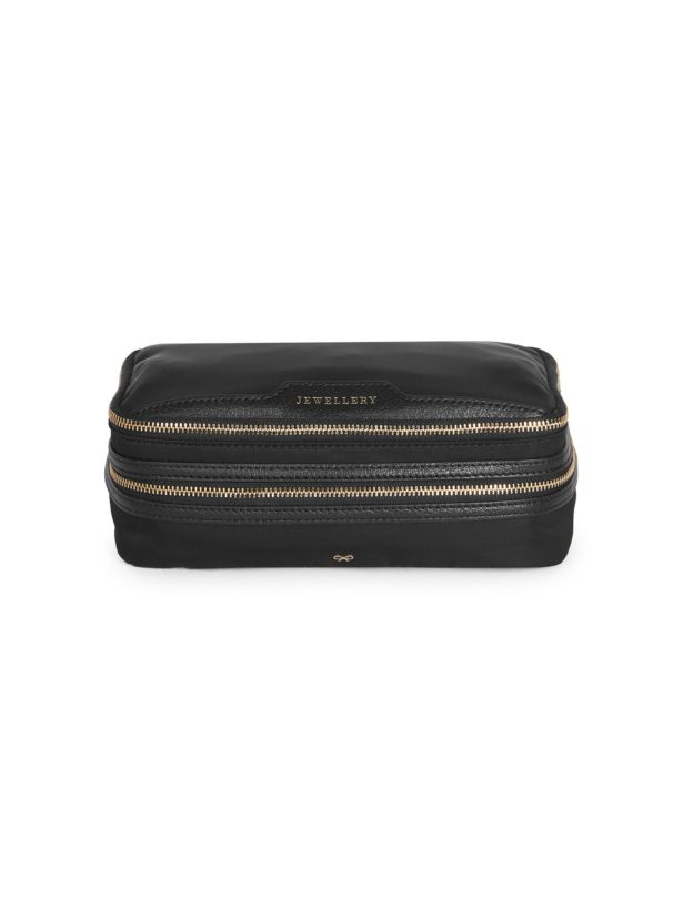 ANYA HINDMARCH Nylon Jewelry Pouch AH Logo - Black