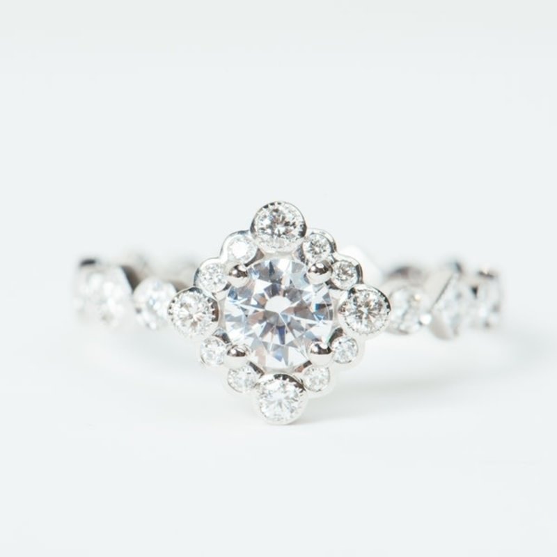 ERICA COURTNEY Platinum White Sapphire Sol Ring