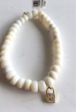SYDNEY EVAN White Onyx & Key Hole Lock Bracelet