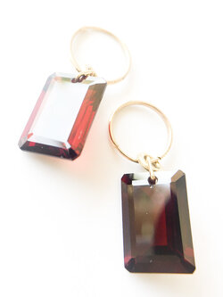 Large Emerald Cut Garnet Earrings