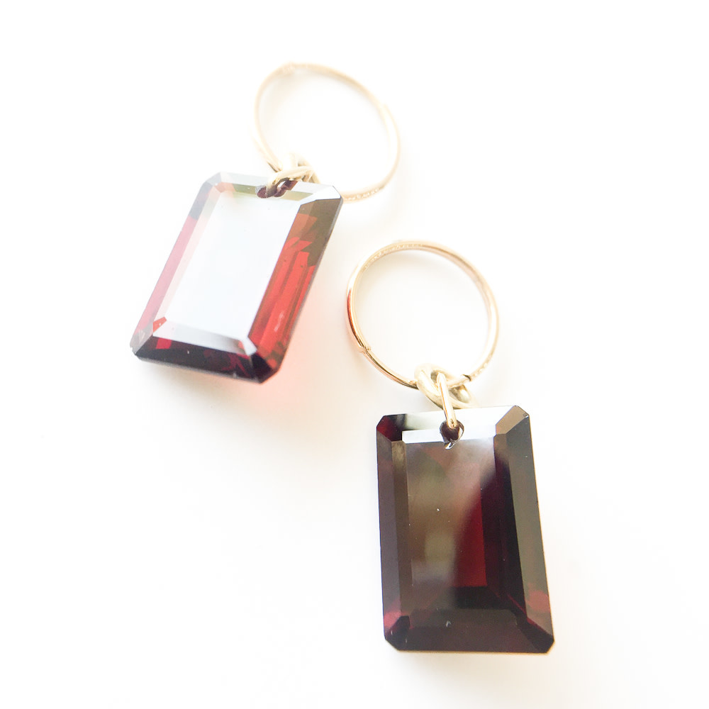 Large Emerald Cut Garnet Earrings
