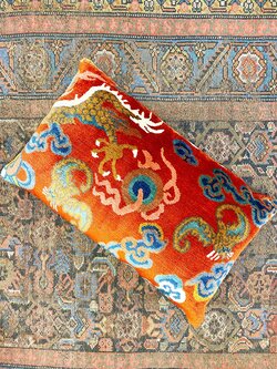 TIBET HOME Dragon Tail with Bat Pillow - Orange