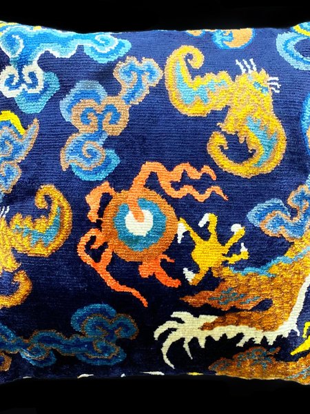 TIBET HOME Dragon Tail with Bat Pillow - Blue