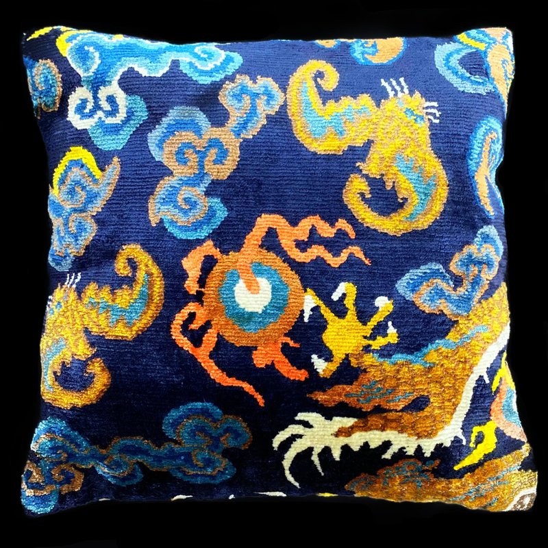 TIBET HOME Dragon Tail with Bat Pillow - Blue