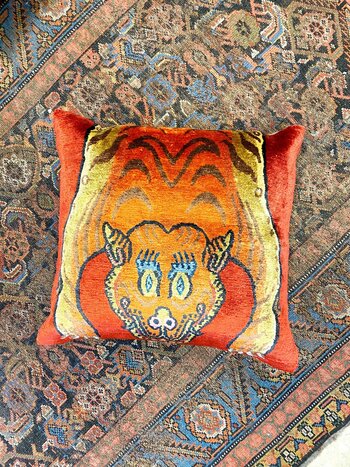 TIBET HOME Tiger Half Skin Pillow - Red