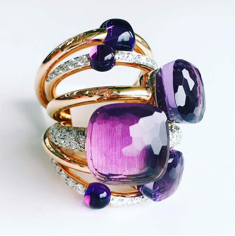 POMELLATO Amethyst Diamond Nudo Ring