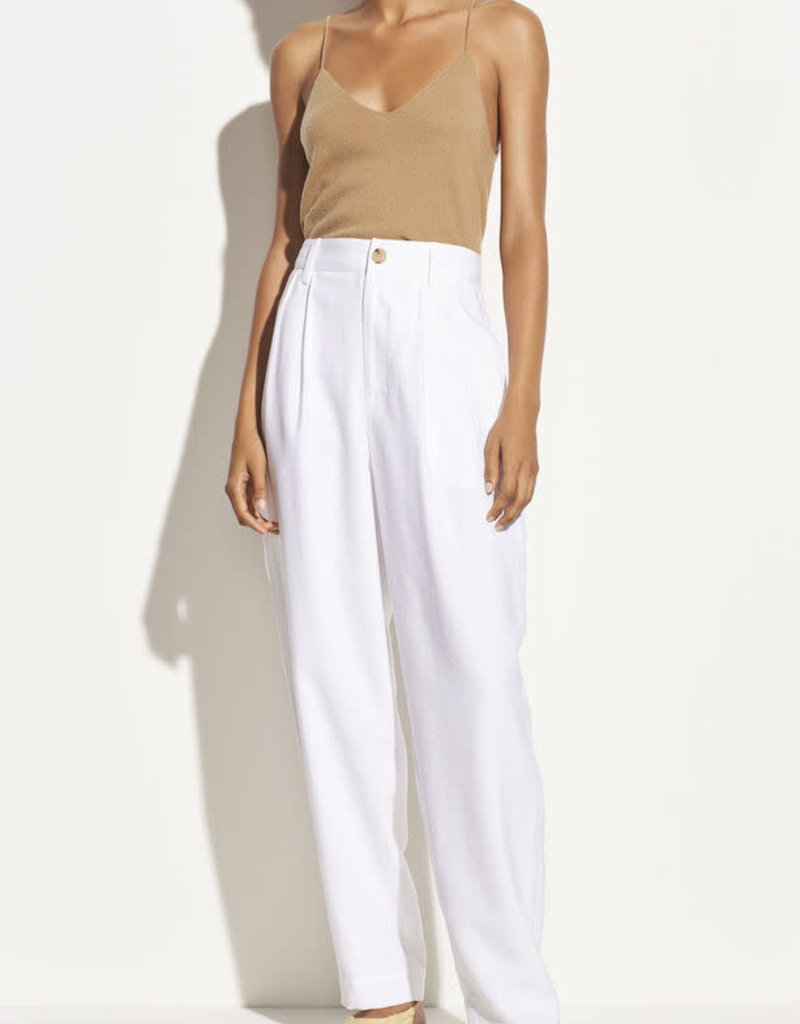VINCE Pleat Front Tapered Trouser - Optic White