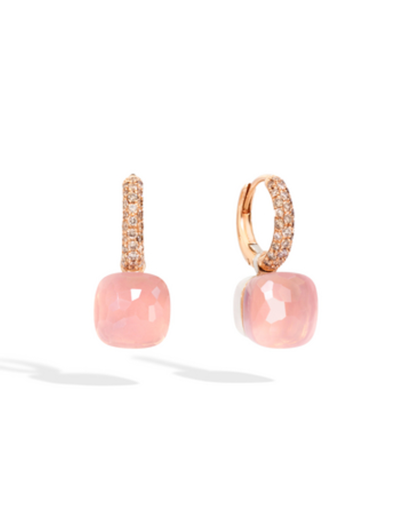POMELLATO Nudo Rose Quartz Earrings with Chalcedony and Brown Diamonds