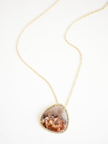 Micro Pave Primordial Agate Pendant Necklace