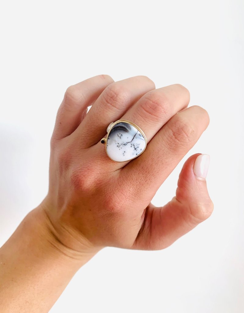 JAMIE JOSEPH Dendritic Opal Ring with Black Diamond