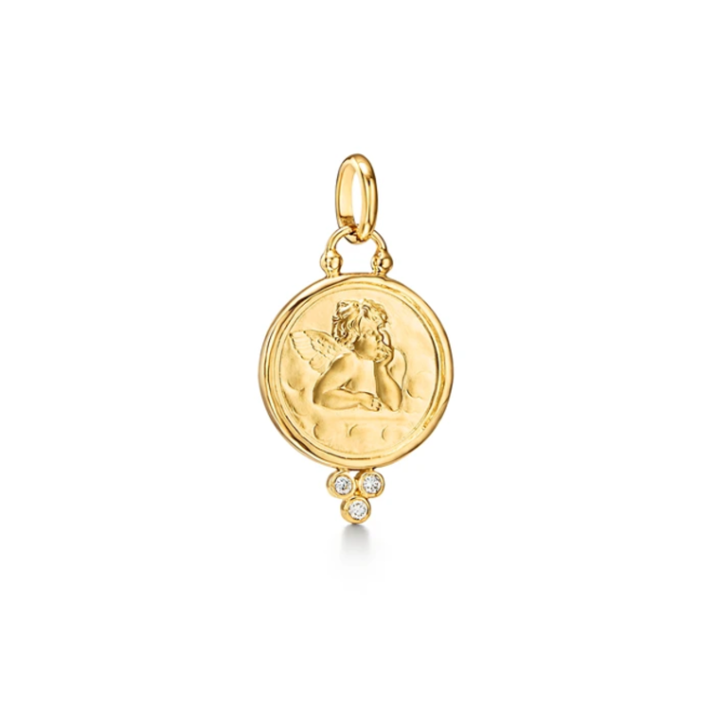 TEMPLE ST CLAIR 10mm Diamond Trio Angel Pendant