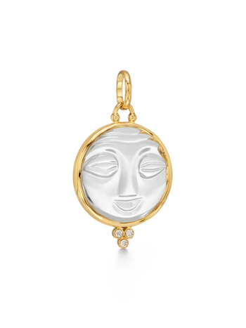 TEMPLE ST CLAIR 10mm Moonface Pendant with Trio Diamond