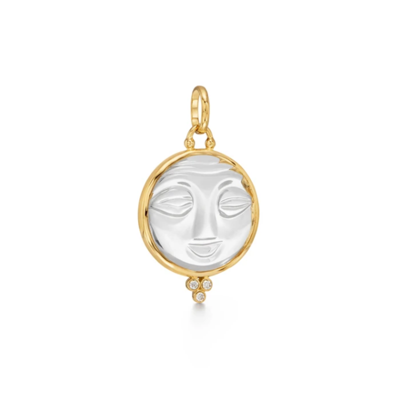 TEMPLE ST CLAIR Moonface Pendant with Diamond Trio