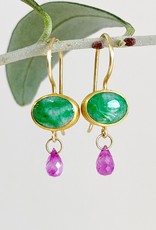 MALLARY MARKS Apple & Eve - Oval Imperial Jade and Ruby Earrings