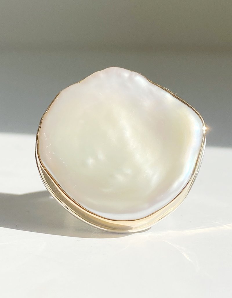 JAMIE JOSEPH Large Asymmetrical Cultured Pearl Ring - Size 7.5