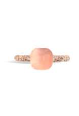 POMELLATO Nudo Rose Quartz Petit Ring with Chalcedony and Brown Diamonds