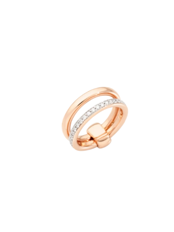 POMELLATO Iconica Double Band with Diamond Ring