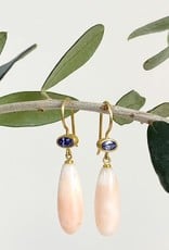 MALLARY MARKS Apple & Eve - Light Blue Sapphire & Angel Skin Coral Drop Earrings