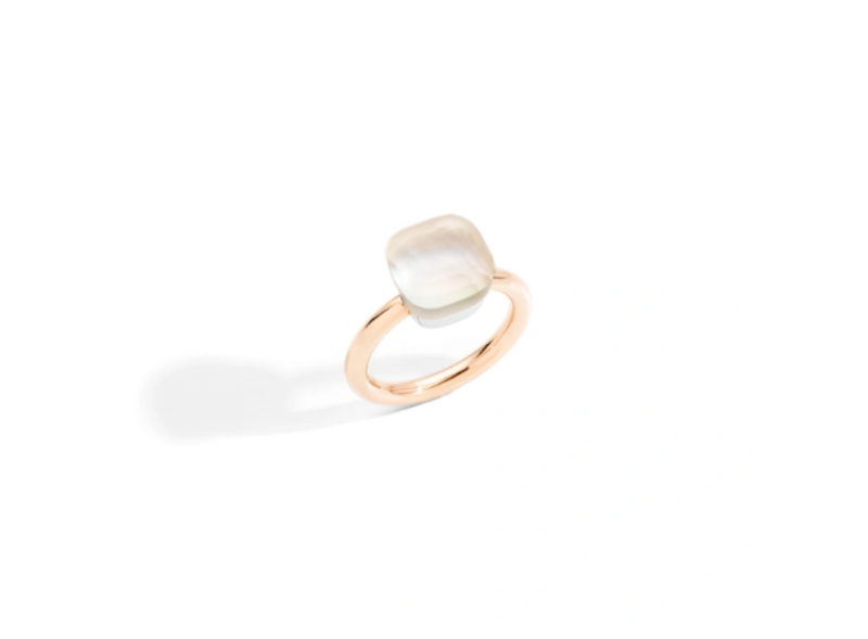 POMELLATO Classic Nudo White Topaz Gelé with Mother of Pearl Ring
