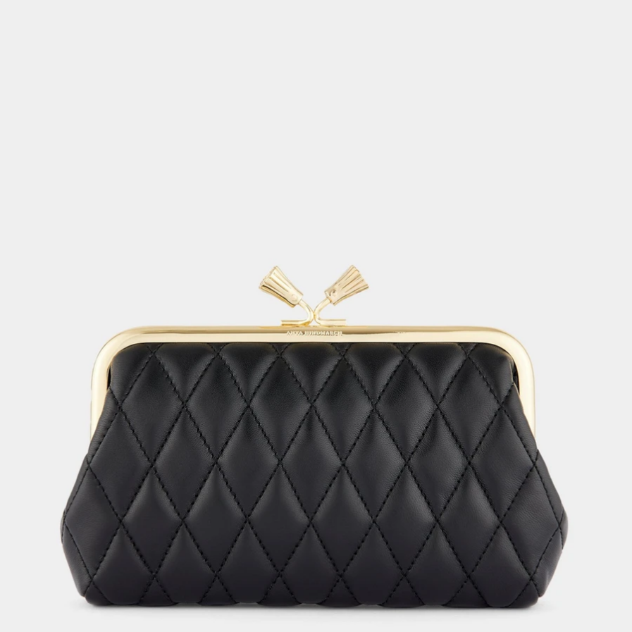 black quilted clutch