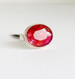 JAMIE JOSEPH Oval Table Up Pink Tourmaline Ring - Size 7.5