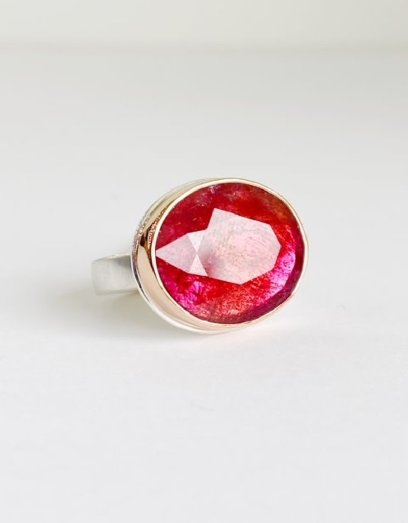 JAMIE JOSEPH Oval Table Up Pink Tourmaline Ring - Size 7.5