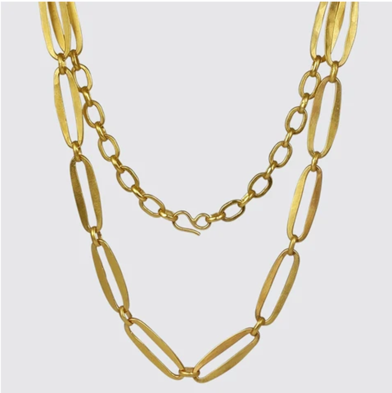 JANE DIAZ Hammered Oval Link Chain Necklace