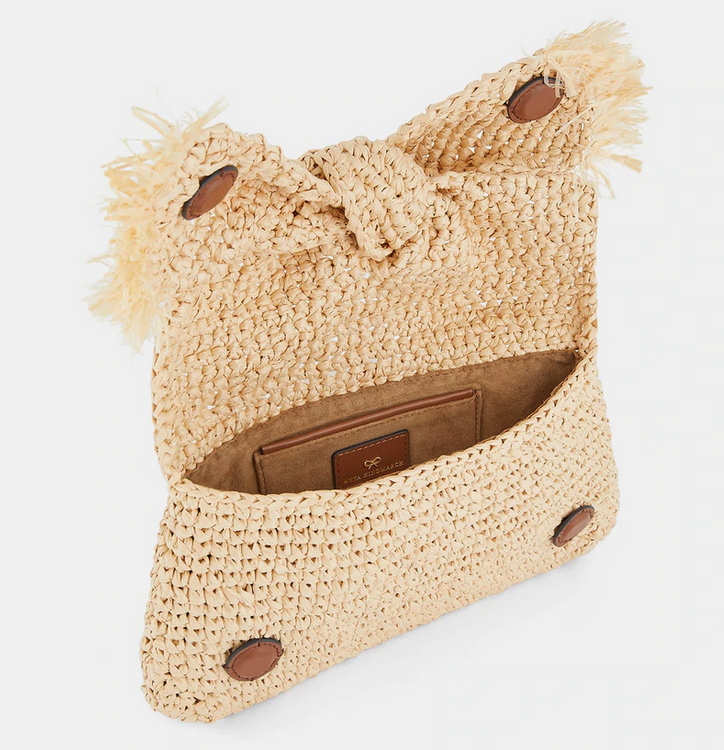 ANYA HINDMARCH Raffia Bow Clutch - Natural
