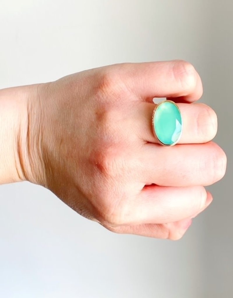 JAMIE JOSEPH Oval Table Up Chrysoprase Ring - Size 7