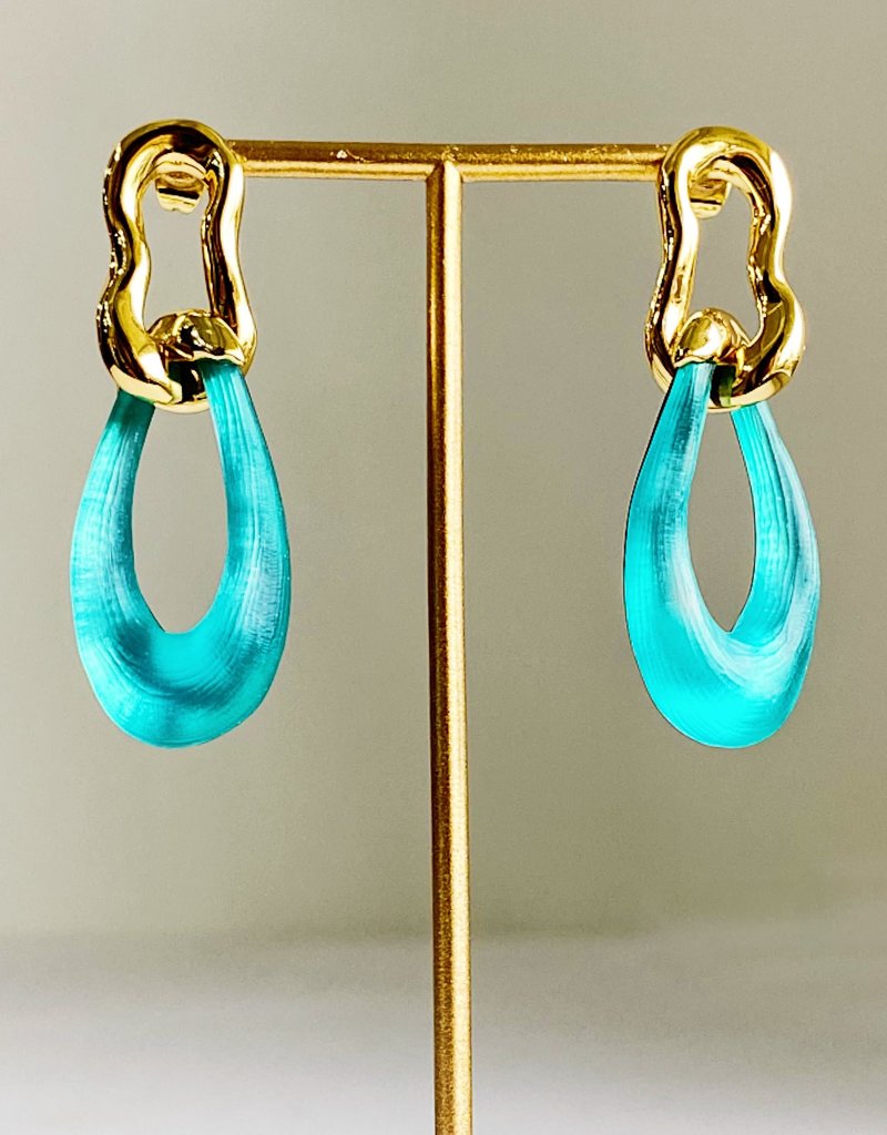 ALEXIS BITTAR Double Link Post Earring - Electric Mint
