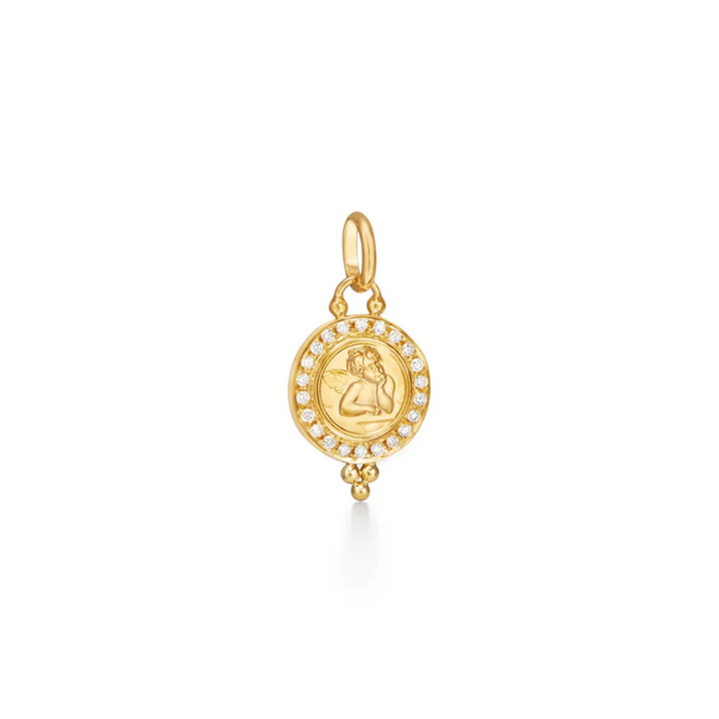 TEMPLE ST CLAIR 10mm Pave Angel Pendant