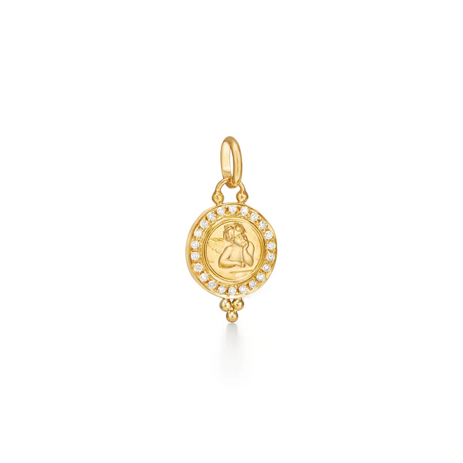 TEMPLE ST CLAIR 10mm Pave Angel Pendant