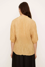 VINCE Crushed Band Collar Blouse - Wheat