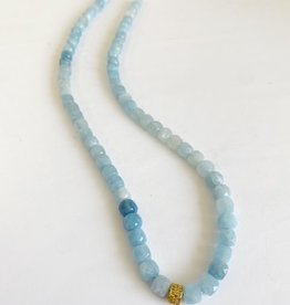 SENNOD Aquamarine and Diamond Rondelle Necklace