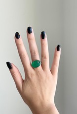JAMIE JOSEPH Oval Green Onyx with Diamond Ring