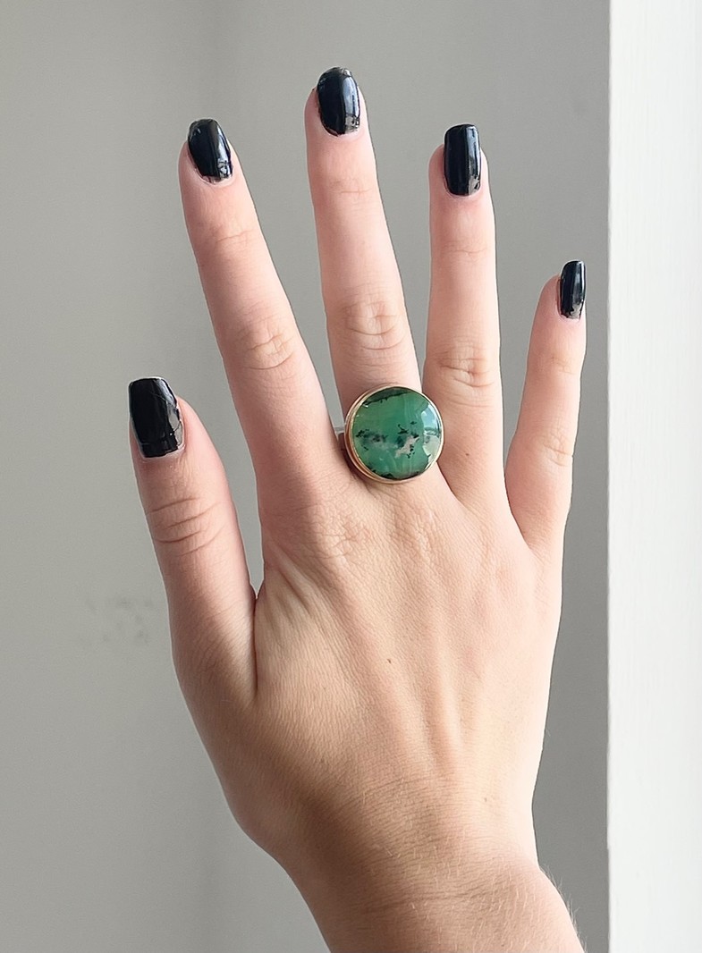 JAMIE JOSEPH Round Dendritic Chrysoprase Ring