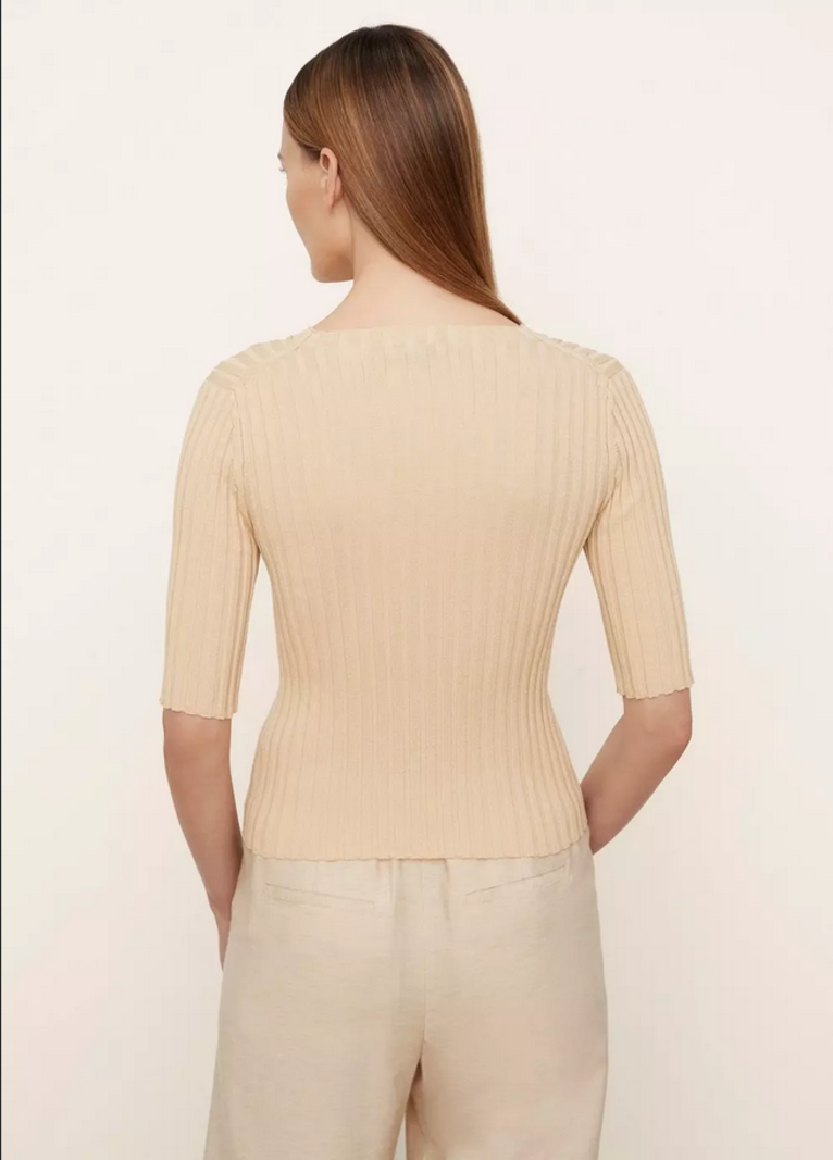 VINCE Ribbed Elbow Sleeve Sweater