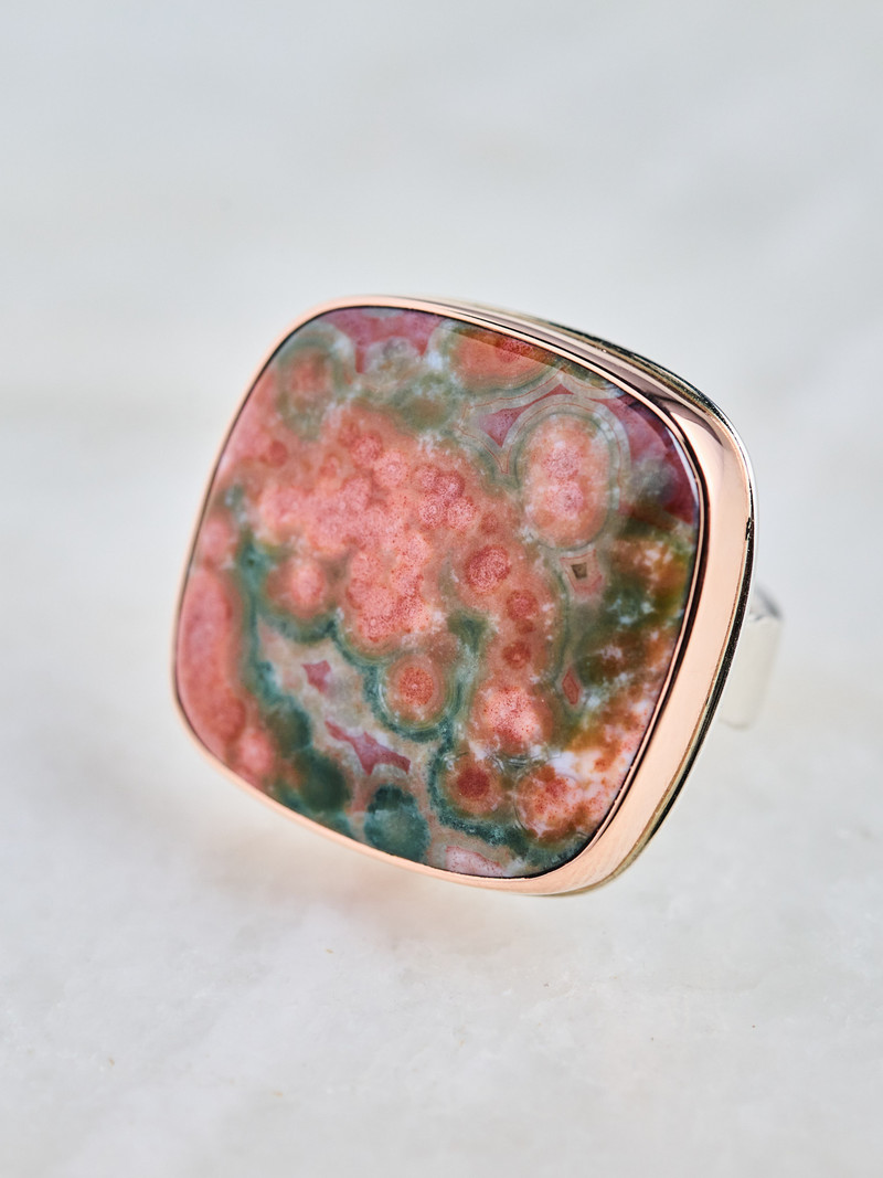 JAMIE JOSEPH Large Square Ocean Jasper Ring