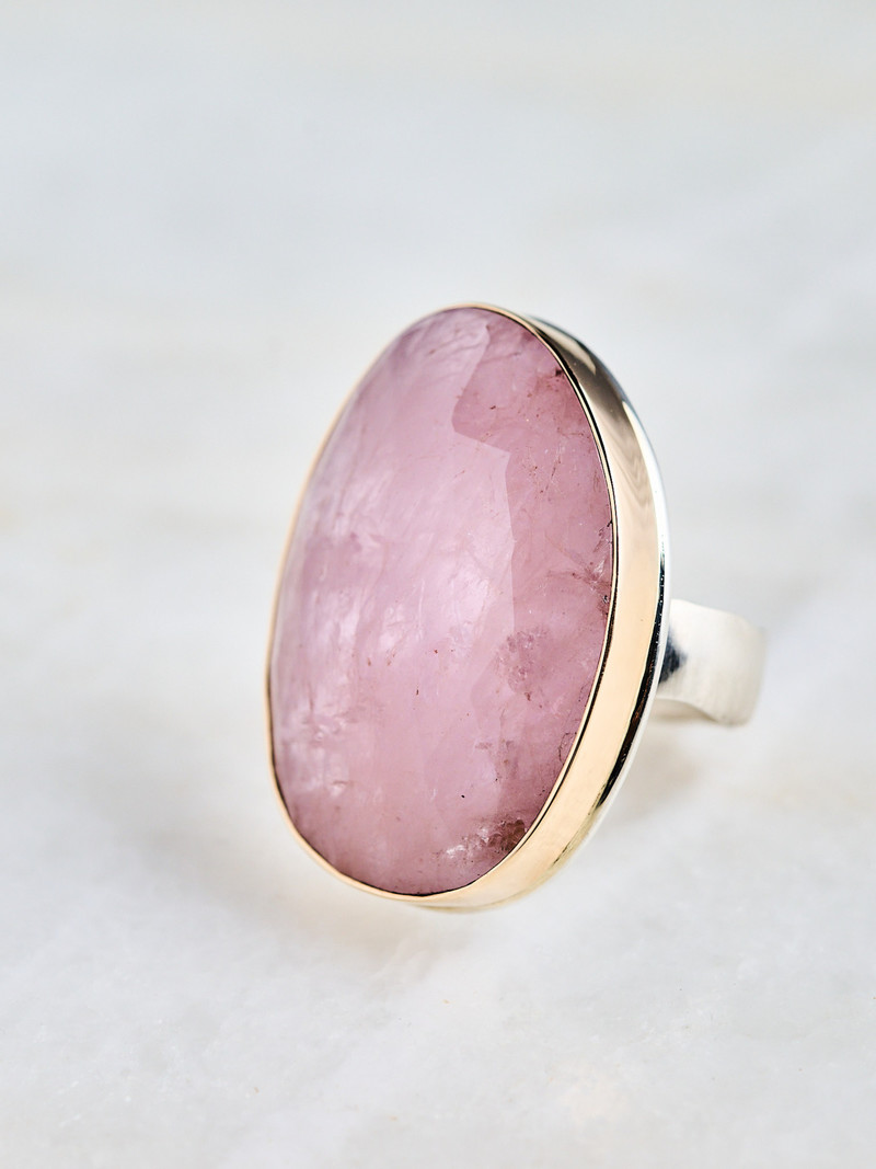 JAMIE JOSEPH Large Vertical Rose Cut Morganite Ring