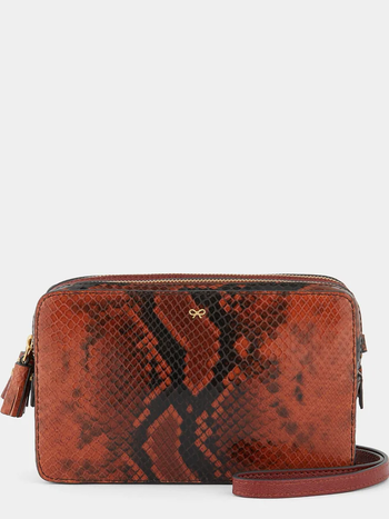 ANYA HINDMARCH Quilted Double Zip Cross-Body - Walnut Snake