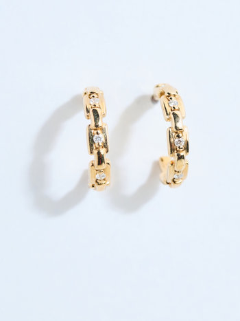 302 COLLECTION Diamond Link Huggie Post-back Earrings