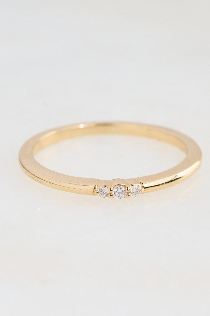 302 COLLECTION Tiny 3 Diamond Stackable Ring