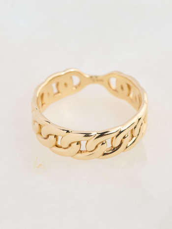 302 COLLECTION 14K Yellow Gold Link Ring - Size 6.5