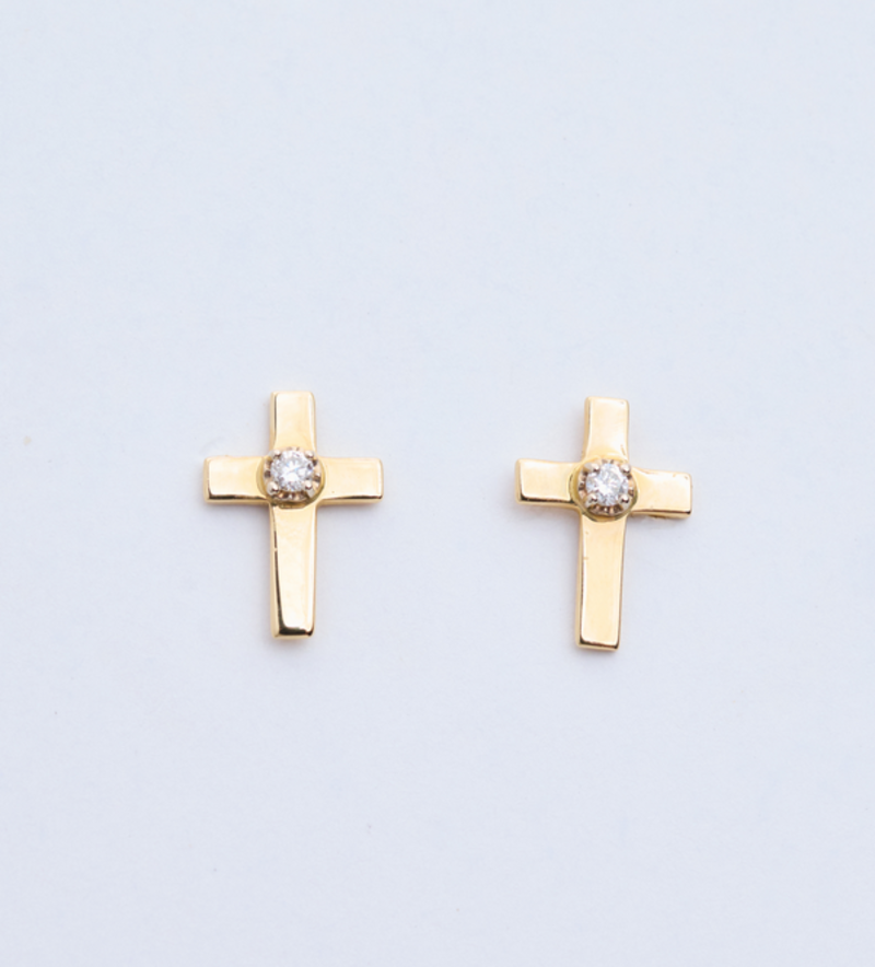 302 COLLECTION Cross Diamond Stud Earrings
