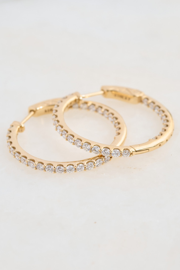 302 COLLECTION 2ct Diamond Inside Out Hoop Earrings