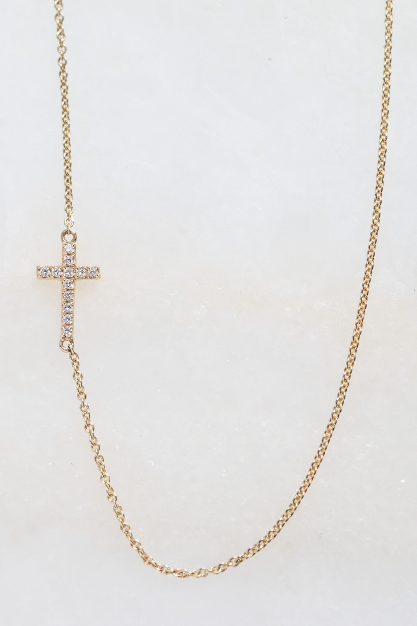 SYDNEY EVAN Diamond Sideways Cross Necklace